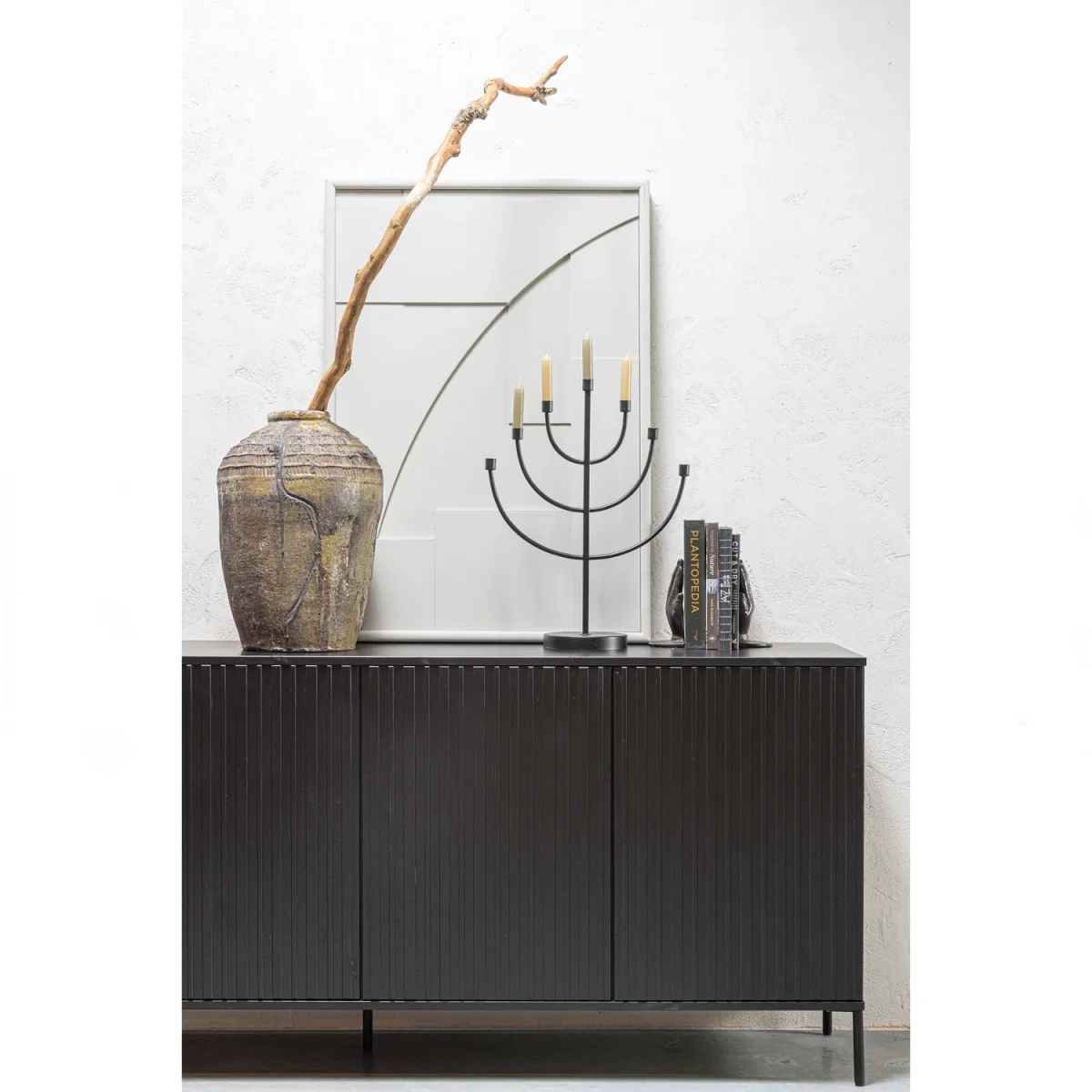 New Gravure dressoir 200 cm grenen zwart - Afbeelding 5