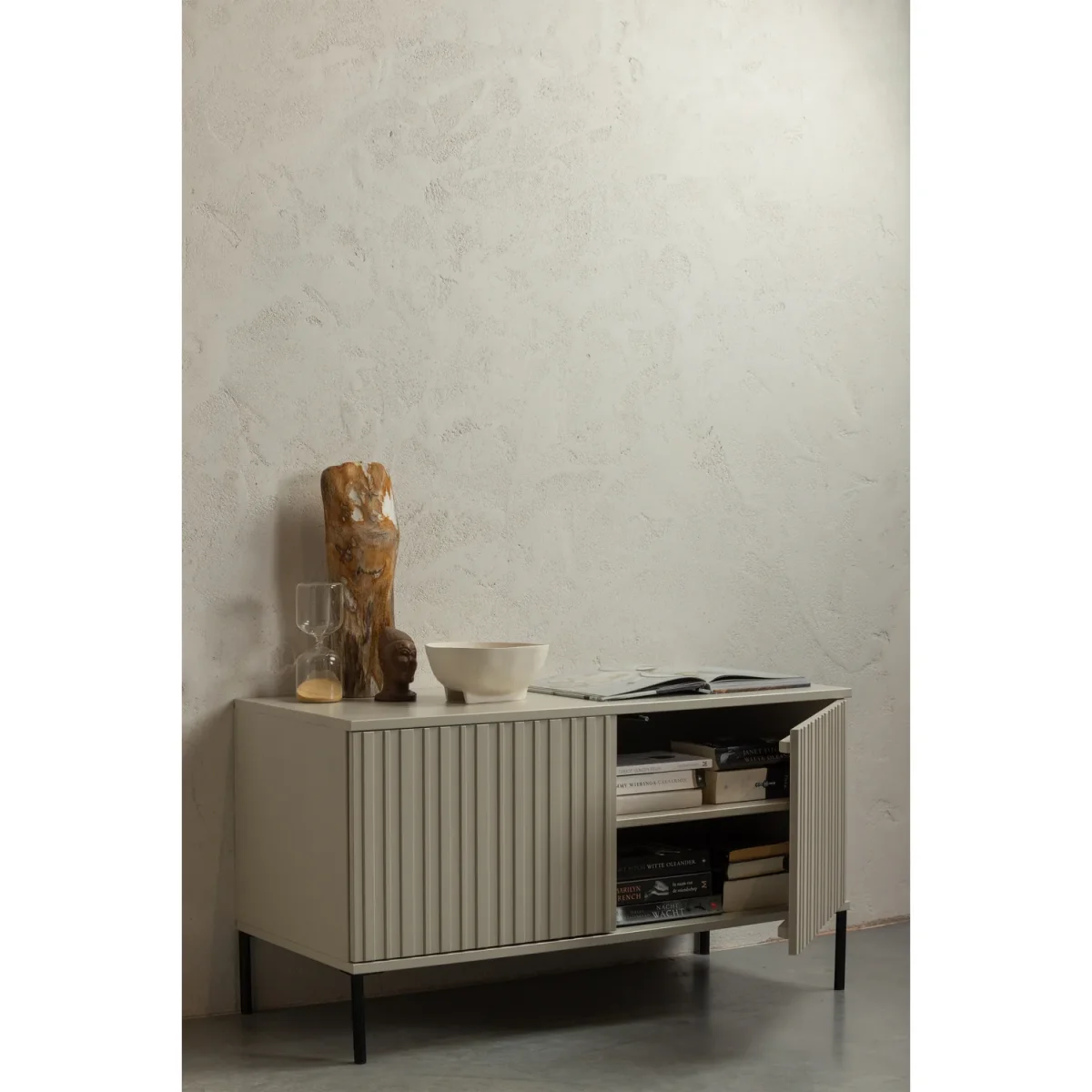 New Gravure tv meubel 100 cm grenen dust - Afbeelding 5