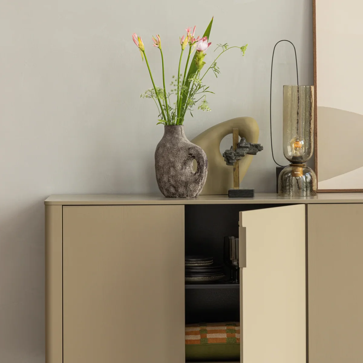 Gunnar dressoir 200 cm grenen mud - Afbeelding 5