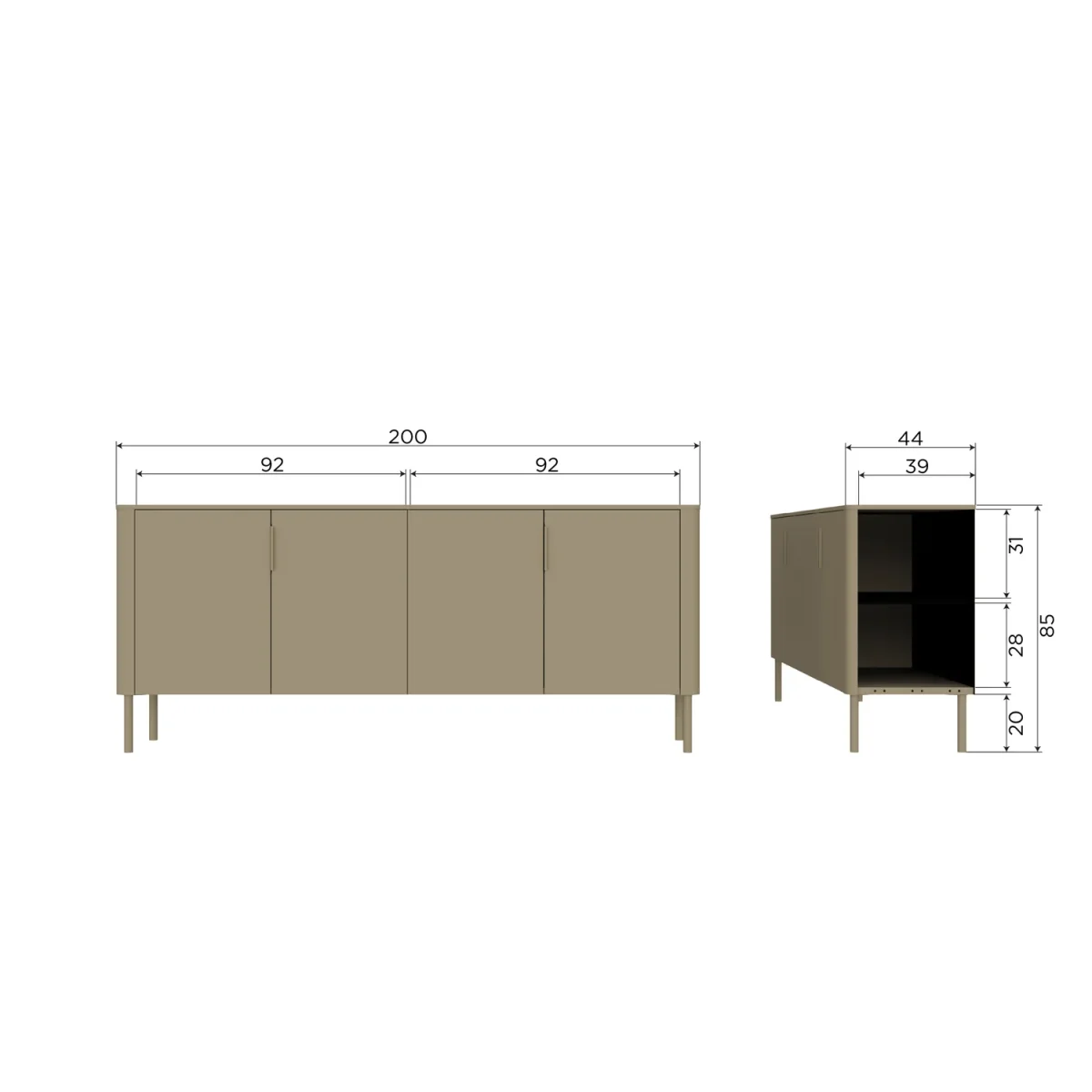 Gunnar dressoir 200 cm grenen mud - Afbeelding 9