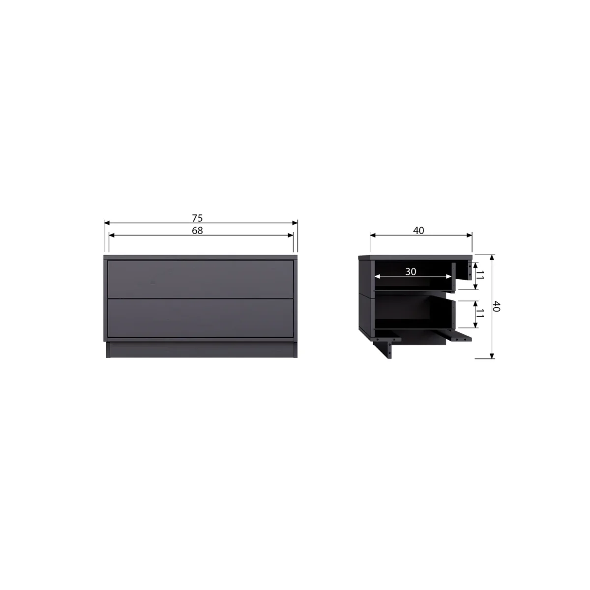 Finca tv meubel 75 cm grenen diepzwart - Afbeelding 8